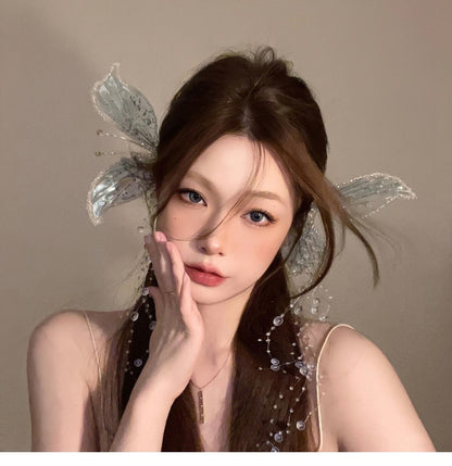 2PCS Butterfly Elf Ear Crystal Hair Clip