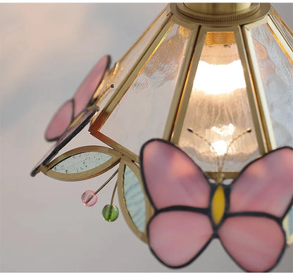 Stained Glass Butterfly Pendant Lamp