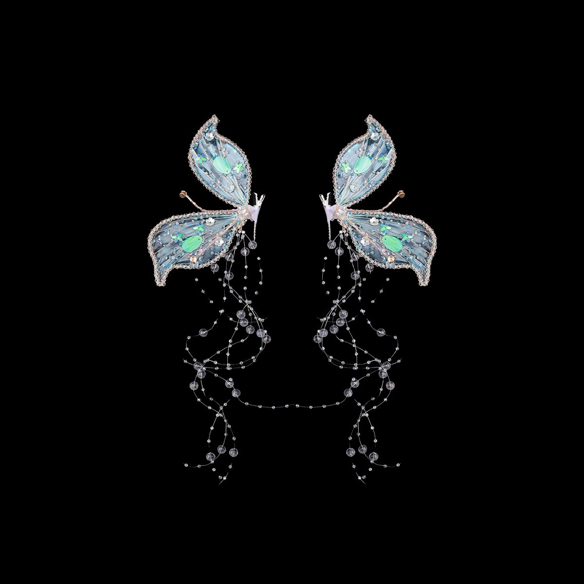 2PCS Butterfly Elf Ear Crystal Hair Clip