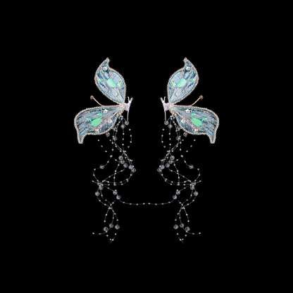 2PCS Butterfly Elf Ear Crystal Hair Clip