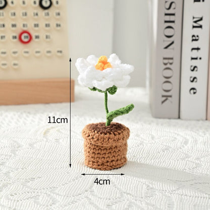 Mini Handmade Crochet Flowers Pots