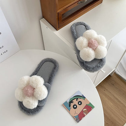 Plush Flower Slippers