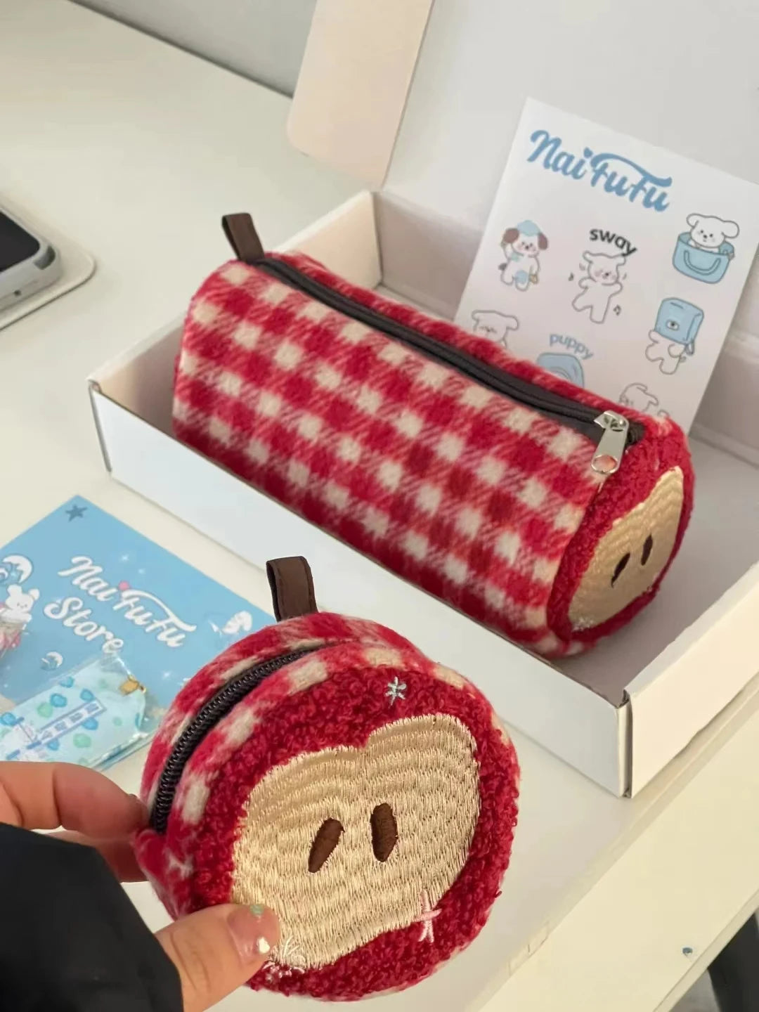 Wool Red Apple Pencil Case