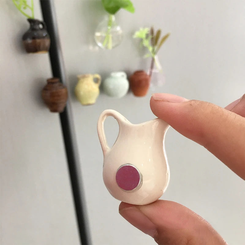 8Pcs Ceramic Vase Fridge Magnet