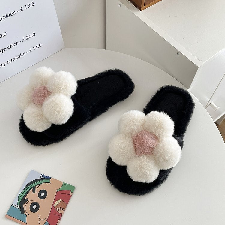 Plush Flower Slippers