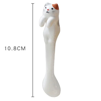 5Pcs Ceramic Cat Spoon