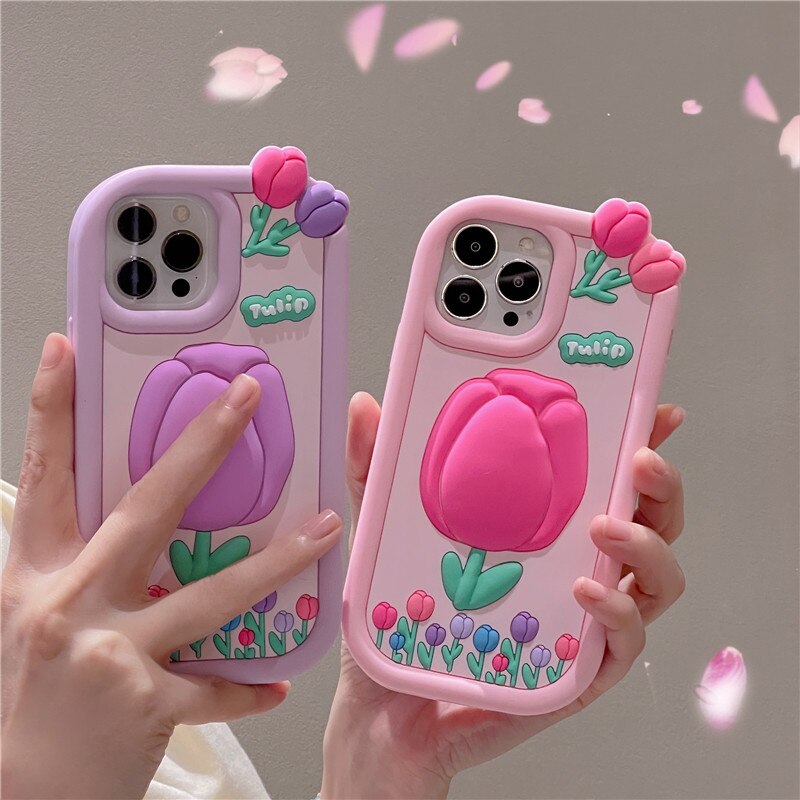 Pink 3D Tulip Phone Case