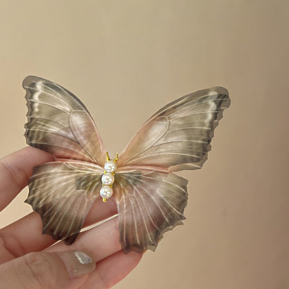 2PCS Pearl Mesh Butterfly Hair Clip