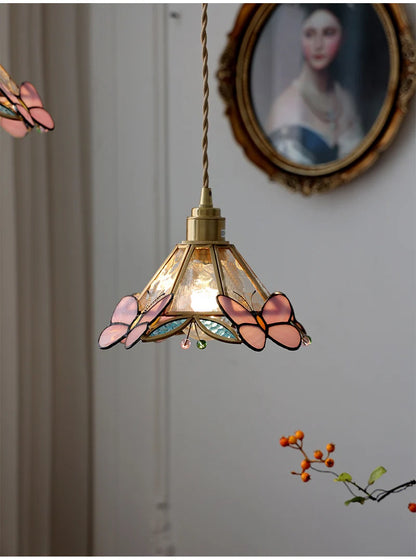 Stained Glass Butterfly Pendant Lamp