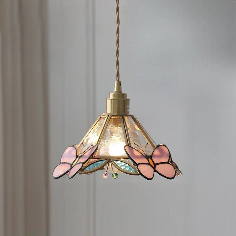 Stained Glass Butterfly Pendant Lamp