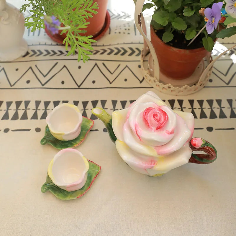 Ceramic Rose Teapot Set