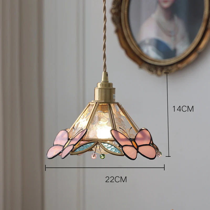 Stained Glass Butterfly Pendant Lamp