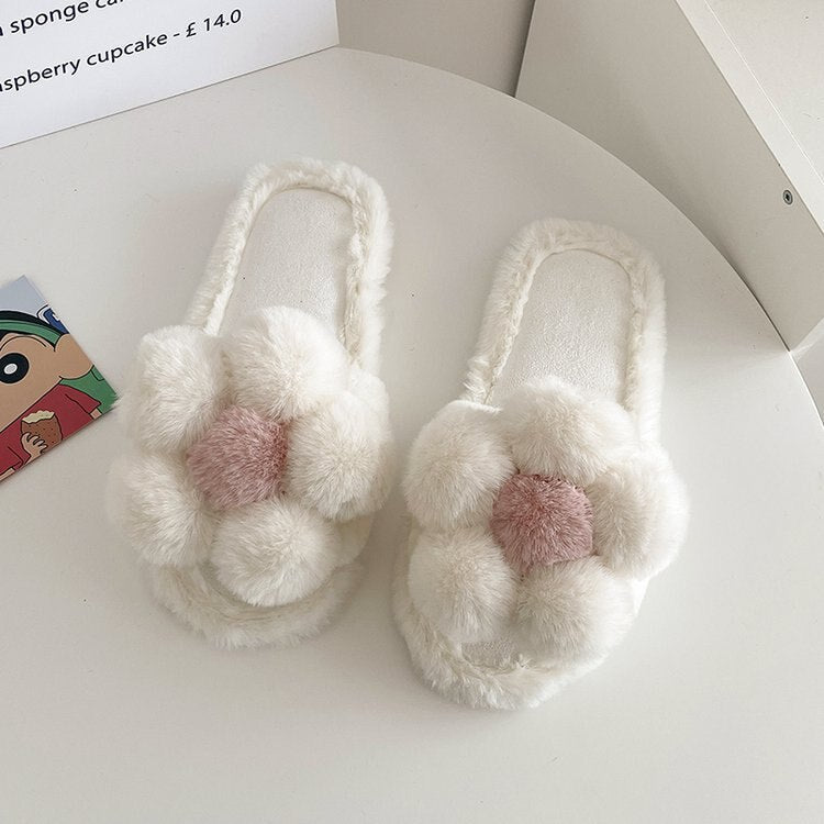 Plush Flower Slippers