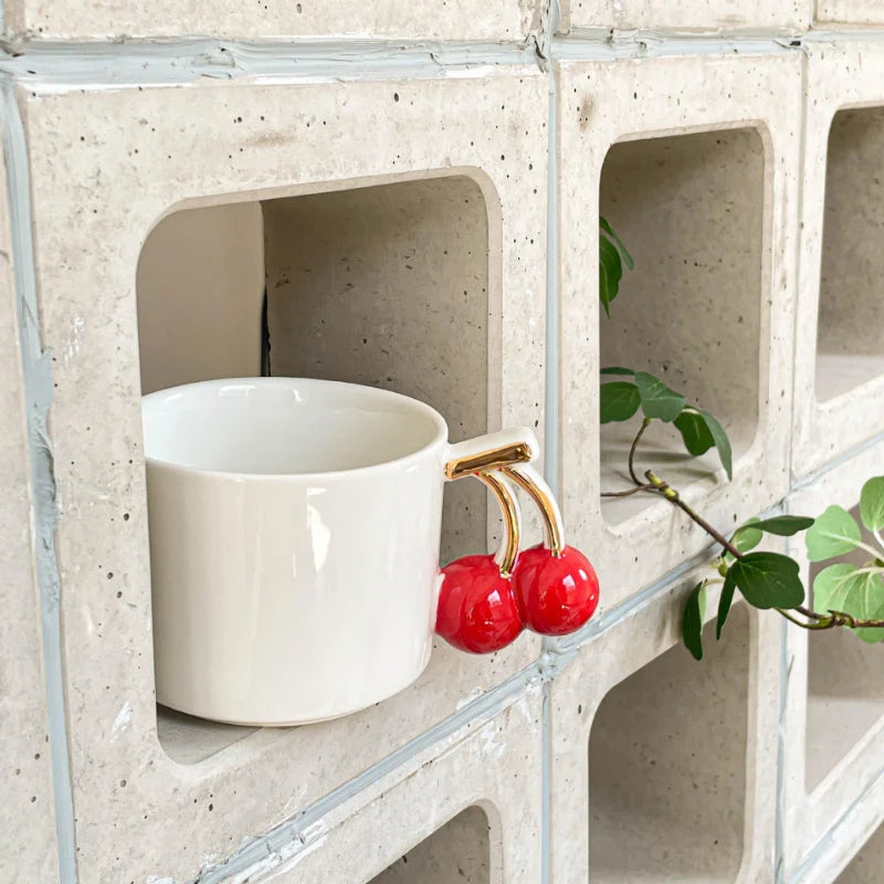 Hand-Painted Cherry Ceramic Mug