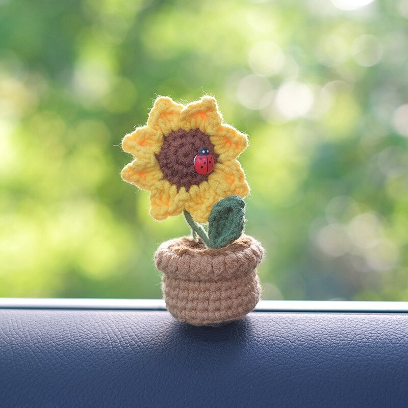 Mini Handmade Crochet Flowers Pots