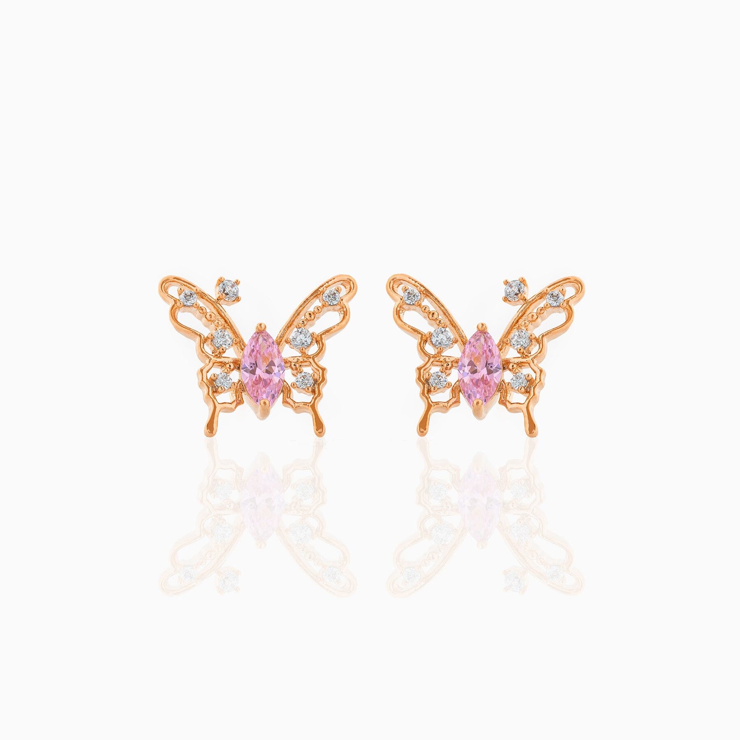 Dainty Pink Crystal Butterfly Set