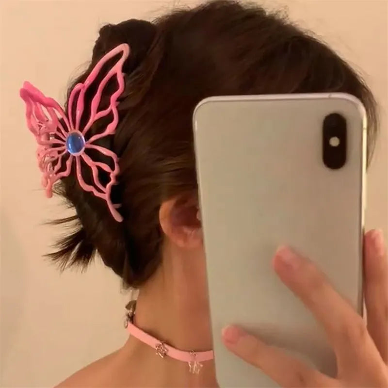 Y2k Metallic Butterfly Claw Clip