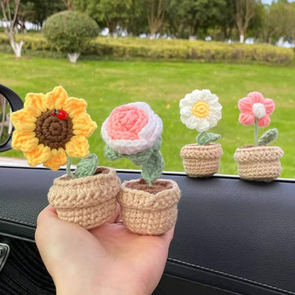 Mini Handmade Crochet Flowers Pots