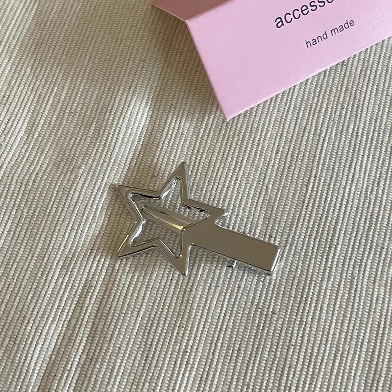 Hollow Silver Star Hairpins