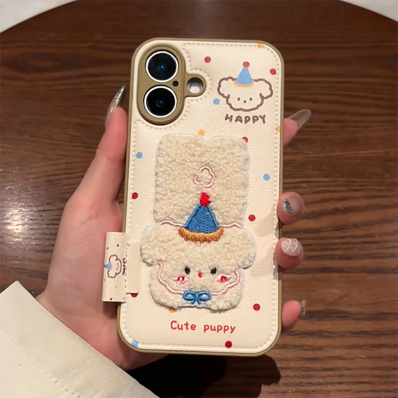 Plush Embroidered Dog Phonecase