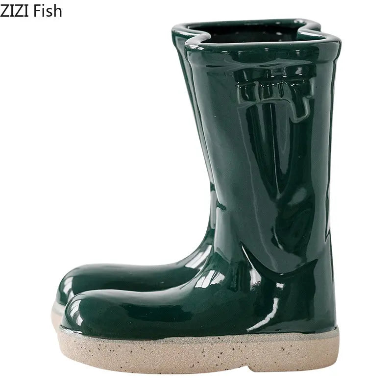 Farmer Boots Ceramic Vase