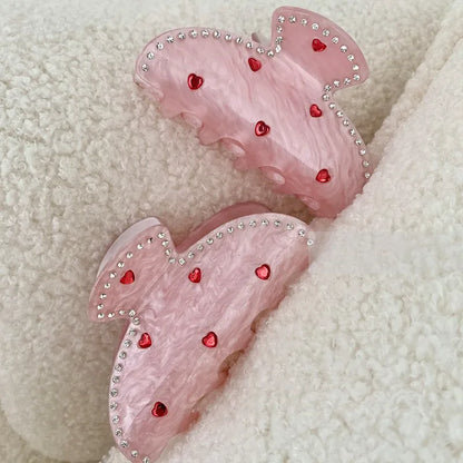 Rhinestone Heart Hair Claw Clip