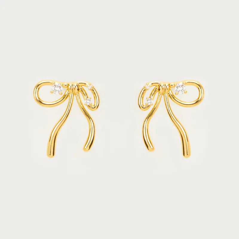 Faith 9ct Gold 9ct Yellow Gold Bow Stud Earrings 0.3g, 1x0.7cm - Jewellery  from Faith Jewellers UK