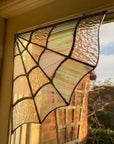 Stained Glass Spider Web Window Corner