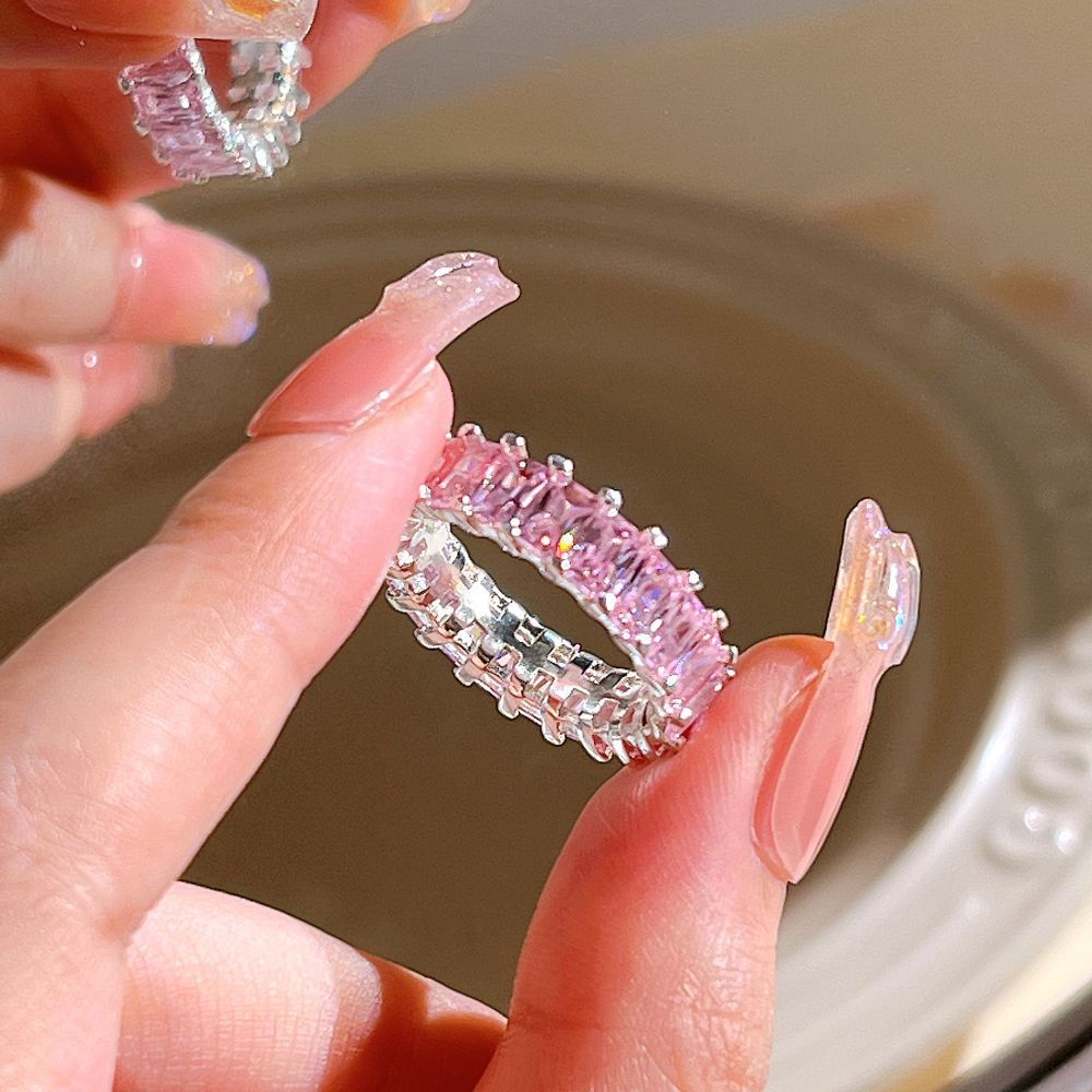 Y2K Pink Rhinestone Rings