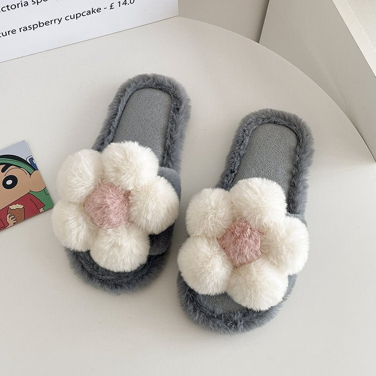 Plush Flower Slippers