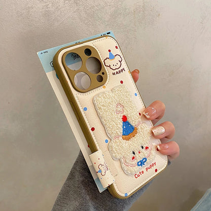 Plush Embroidered Dog Phonecase