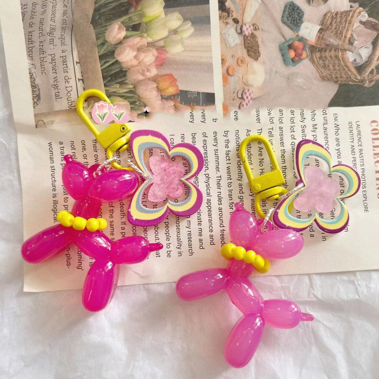 Balloon Dog and Butterfly Keychain