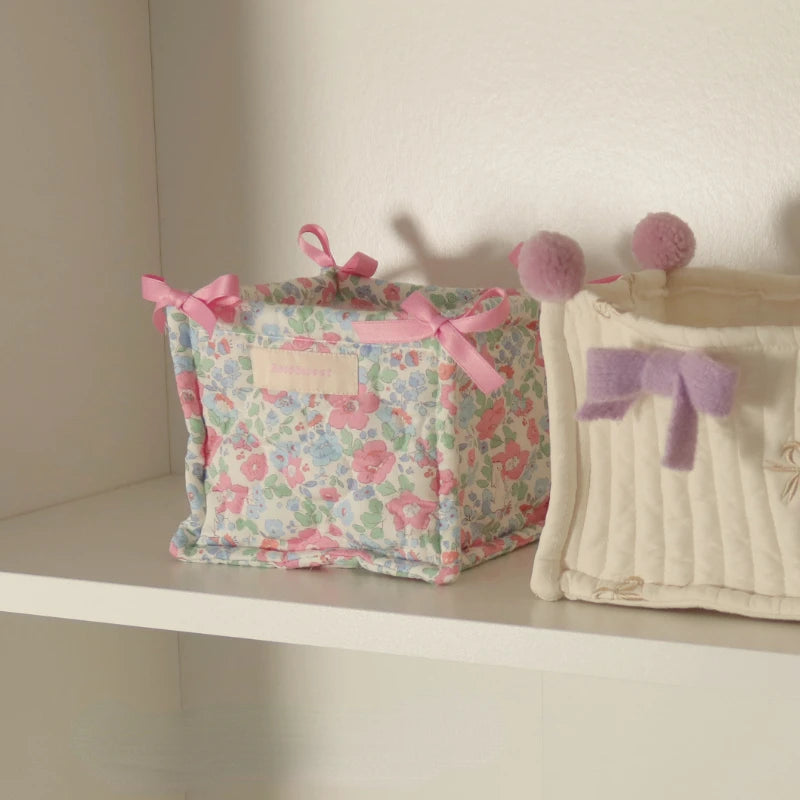 Quilted Floral Storage Basket