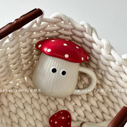 Mushroom Ceramic Mug and Spoon