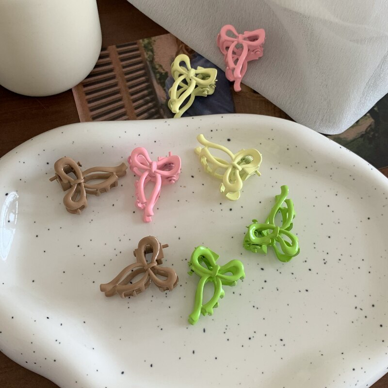 2Pc Mini Bow Hair Claw Clips