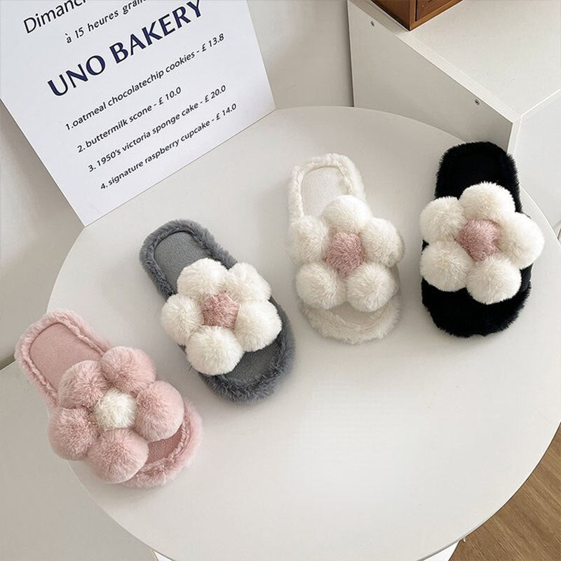 Plush Flower Slippers