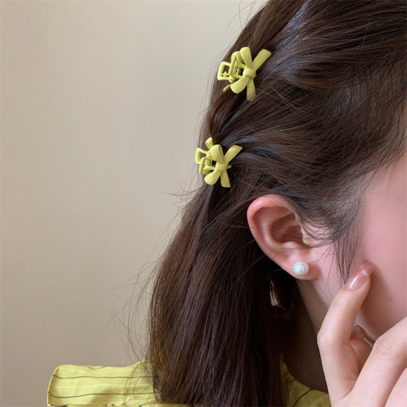 2Pc Mini Bow Hair Claw Clips