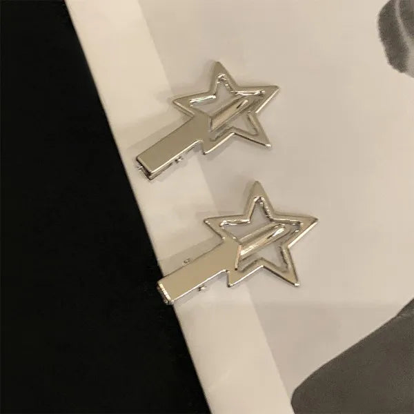 Hollow Silver Star Hairpins