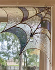 Stained Glass Spider Web Window Corner