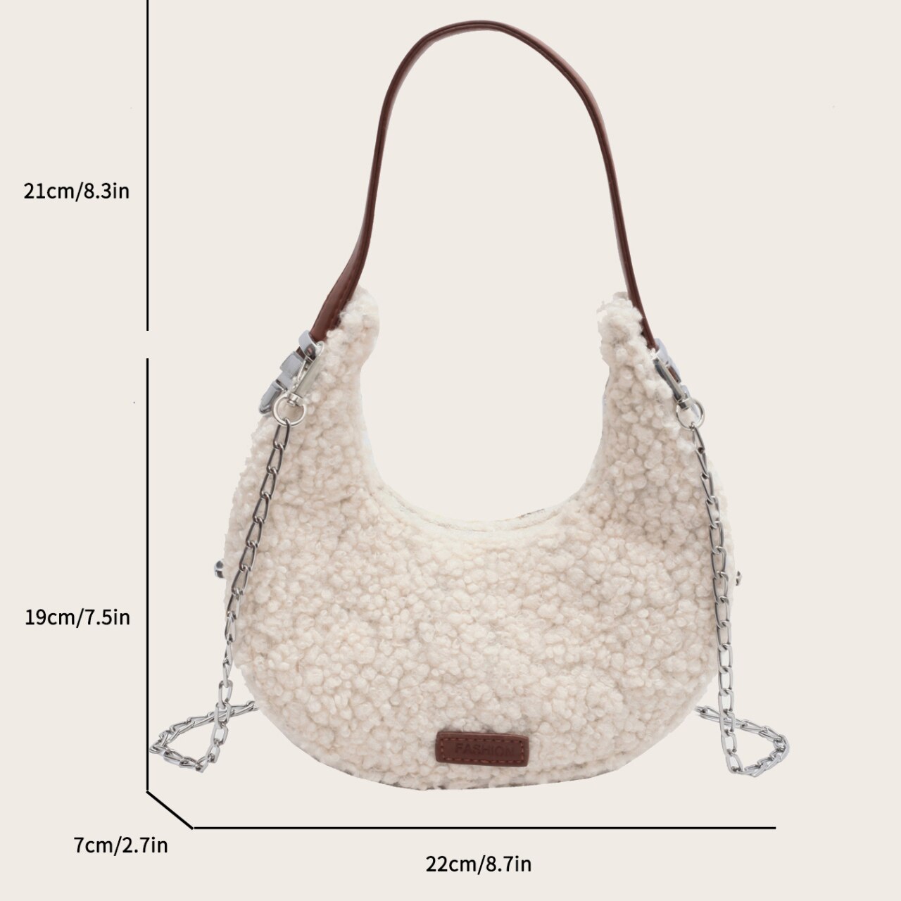 Fur Half Moon Handbag