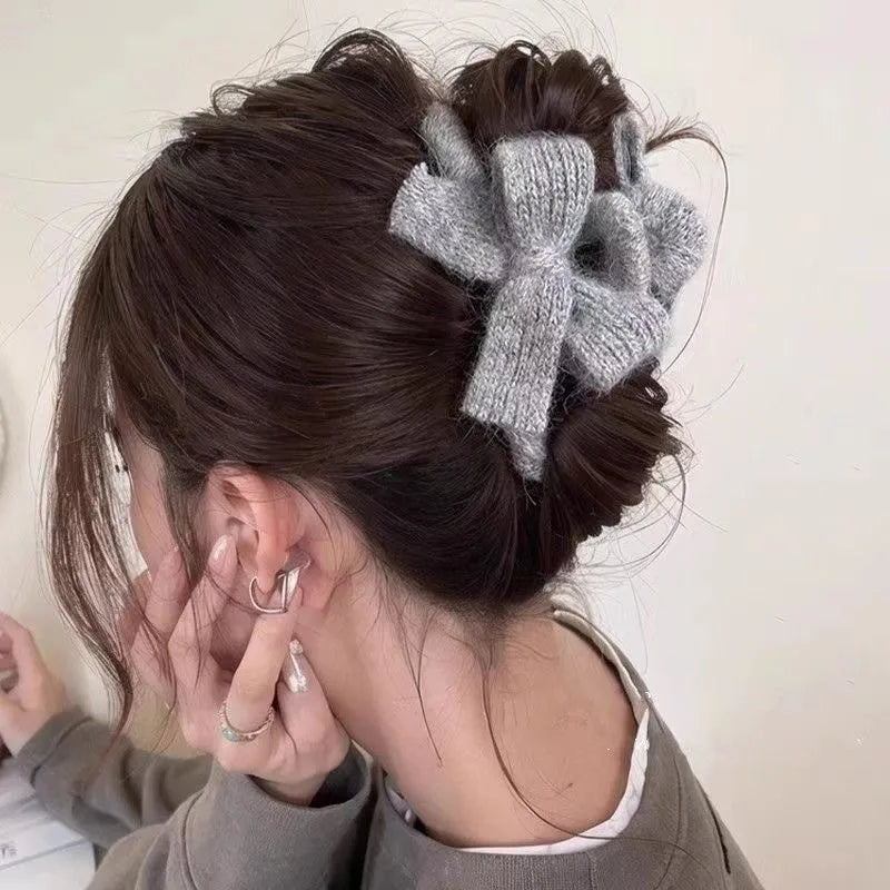 Knitted Bow Hair Claw Clip