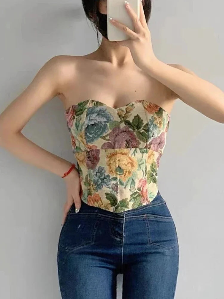 Vintage Embroidery Corset Top