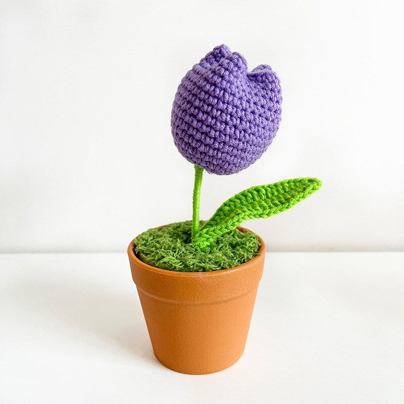 Mini Handmade Crochet Flowers Pots