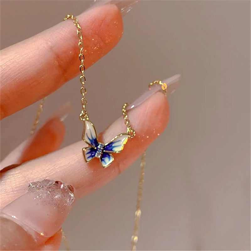 Gradient Blue Butterfly Necklace