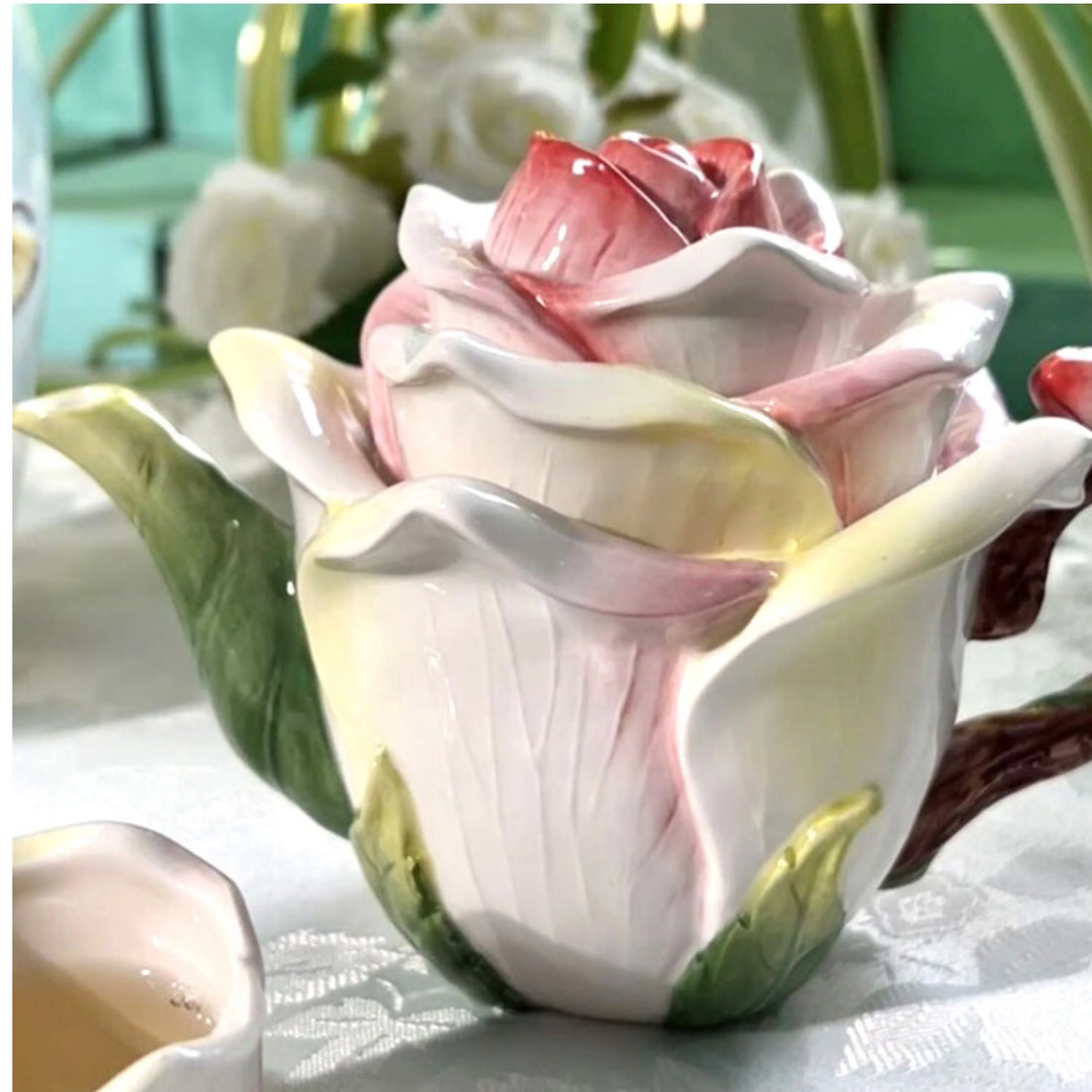 Ceramic Rose Teapot Set