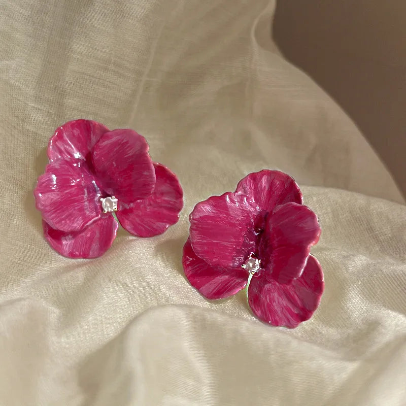 Pink Flower Earrings