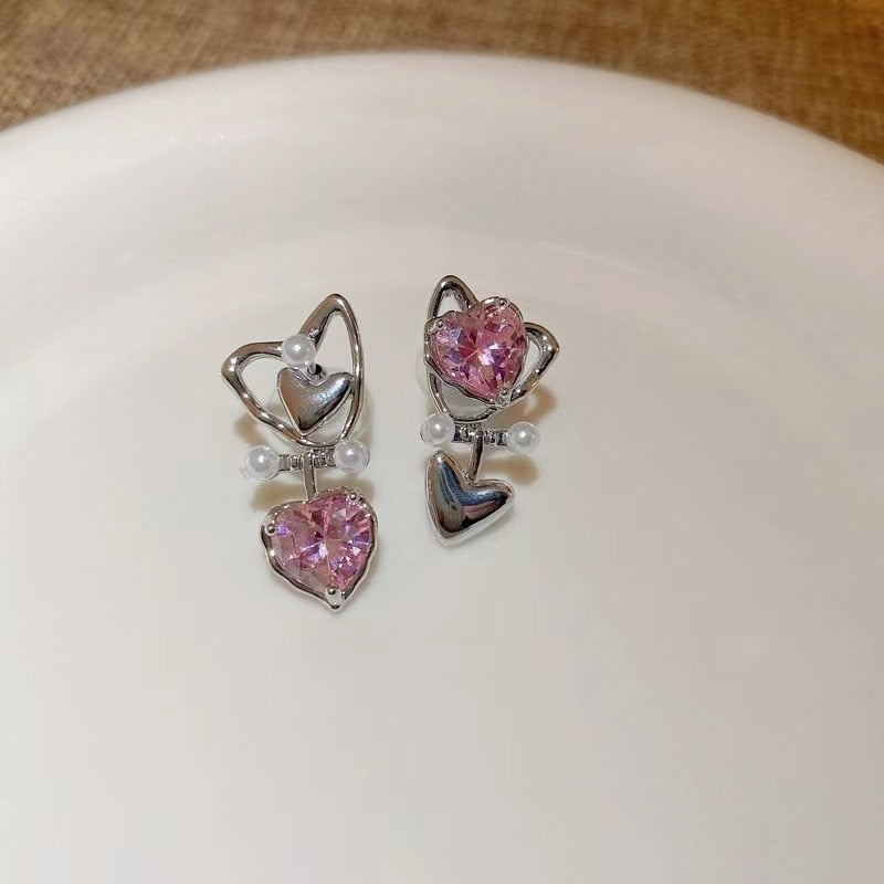 Y2K Pink Rhinestone Earrings