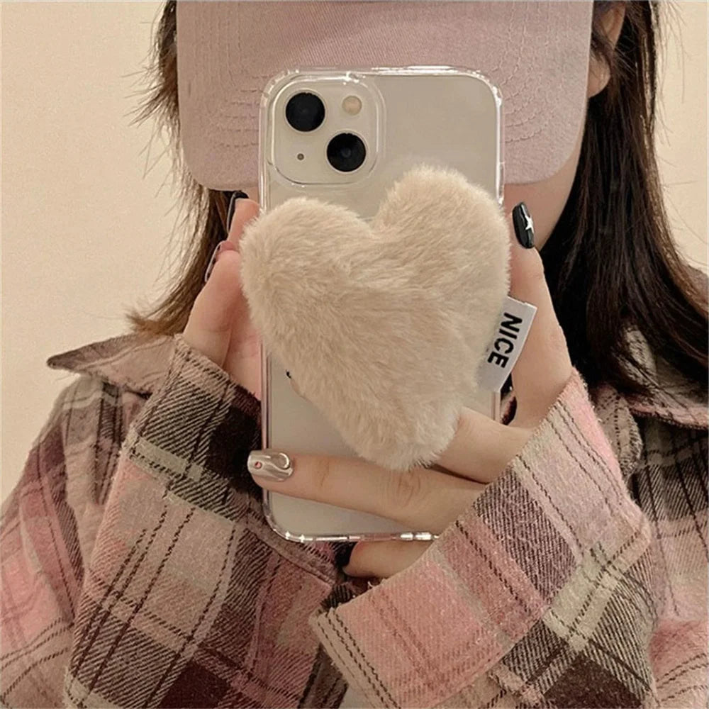 Furry Heart Plush Pop-Socket