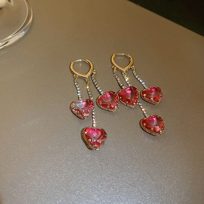 Heart Crystal Drop Earrings