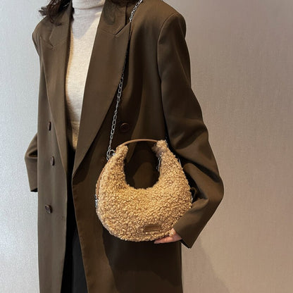 Fur Half Moon Handbag